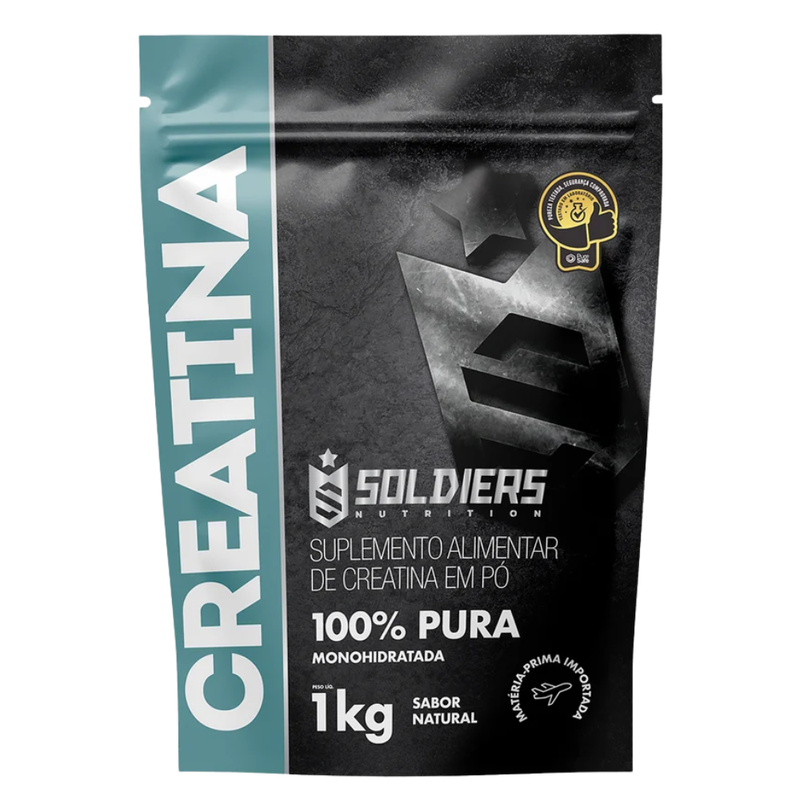 Embalagem de Creatina Soldiers Nutrition, 1 kg, Sem sabor