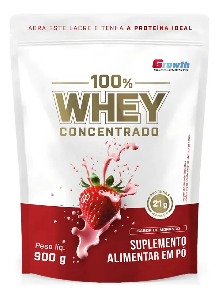 Growth 100% Whey 900 g · morango — foto do produto do catálogo KRAFTA.LAB